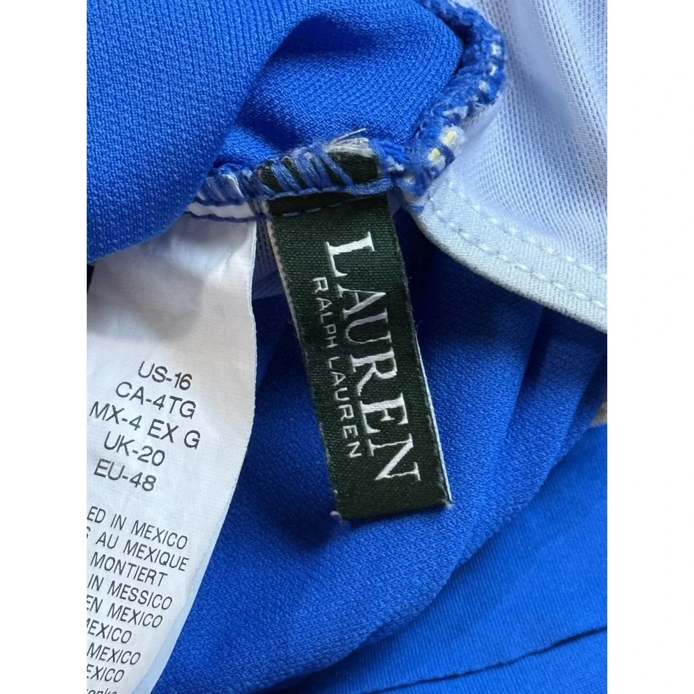 EUC Lauren Ralph Lauren‎ Ruffle Underwire Blue One Piece Tummy Ruched  Size 16